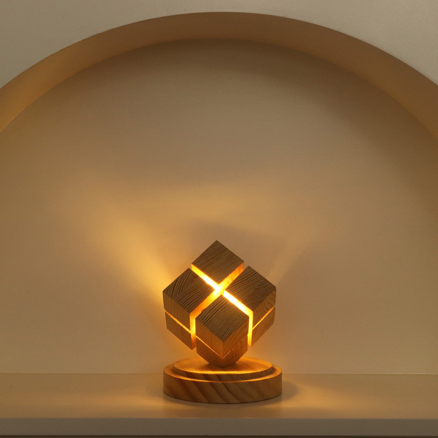 Wooden 2x2 Cube Lamp – Battery Powered LED Light